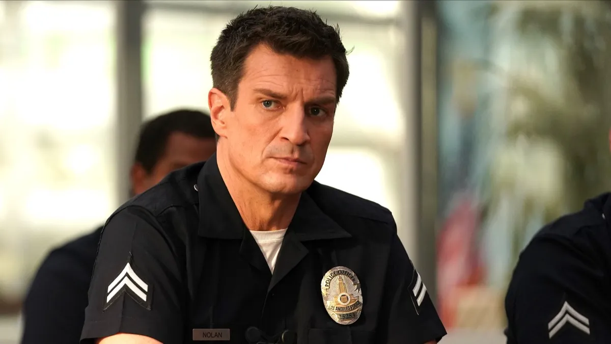 Nathan Fillion in police uniform in "The Rookie"