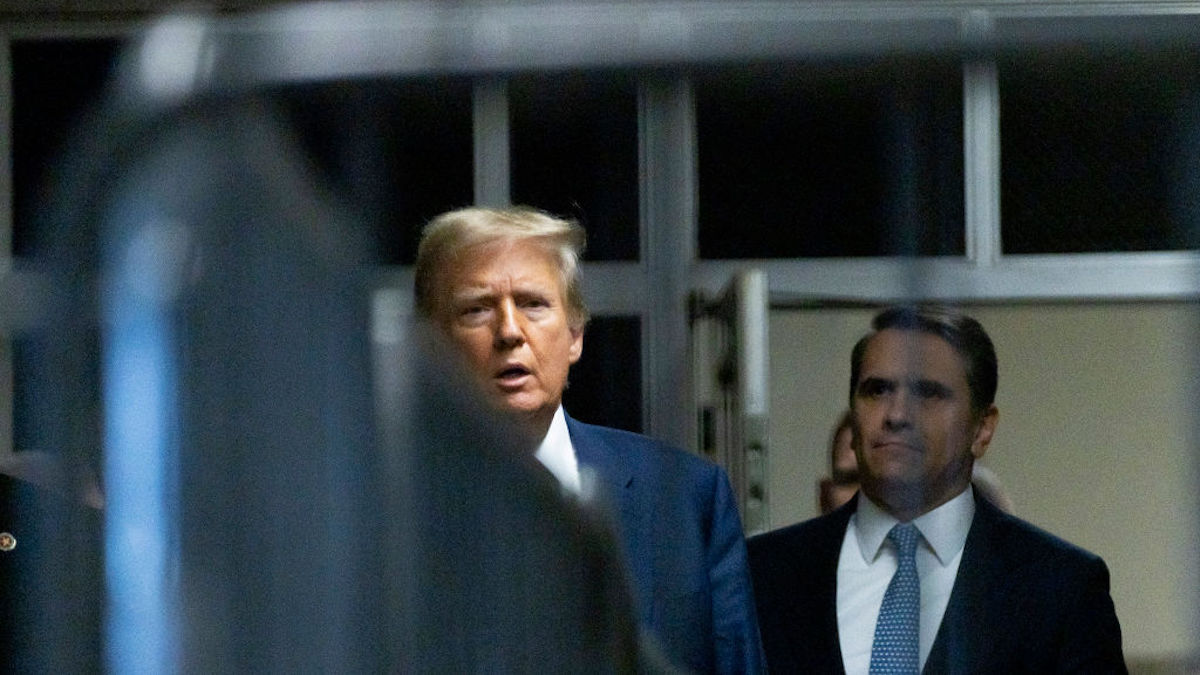 Donald Trump seen leaving a courthouse.