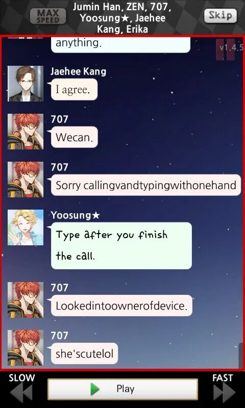 Chatroom from Mystic Messenger