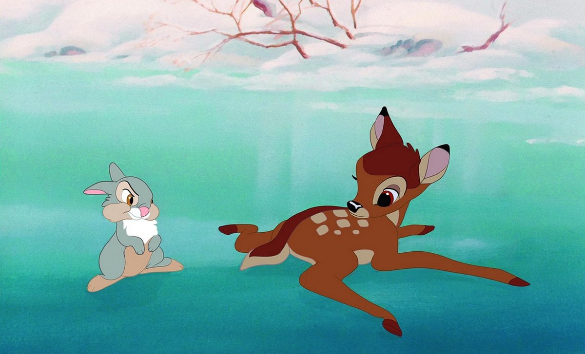 Bambi the fawn and Thumper the rabbit in the animated Bambi