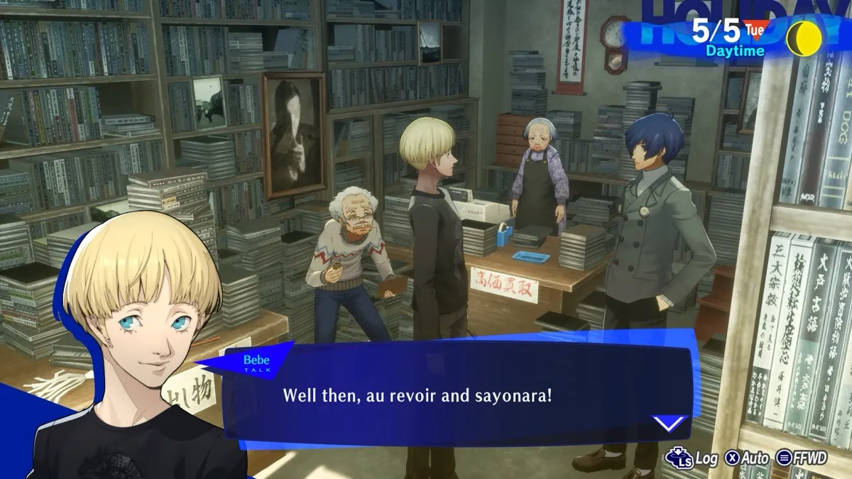 Bebe says goodbye in the library in "Persona 3"