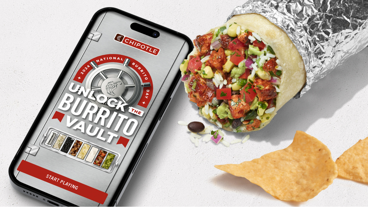 Chipotle's National Burrito Day promo, featuring a cell phone and a burrito
