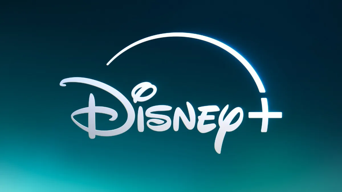 The Disney+ logo on a blue/green gradient background