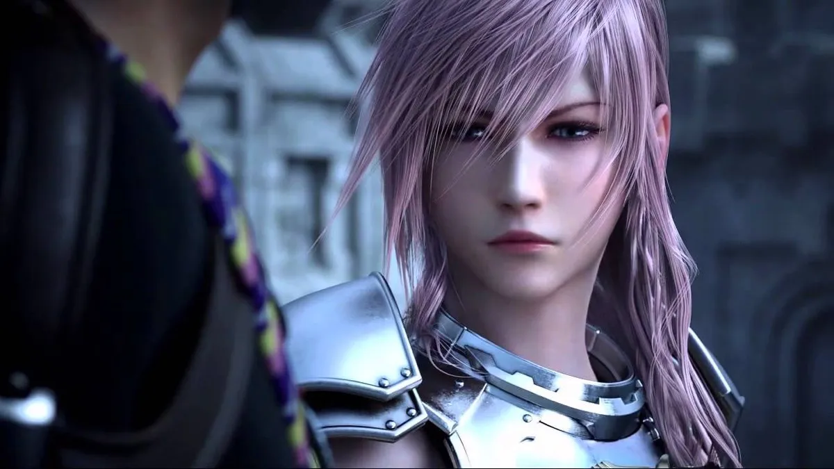 The pink haired Lightning in "Final Fantasy XIII-2"