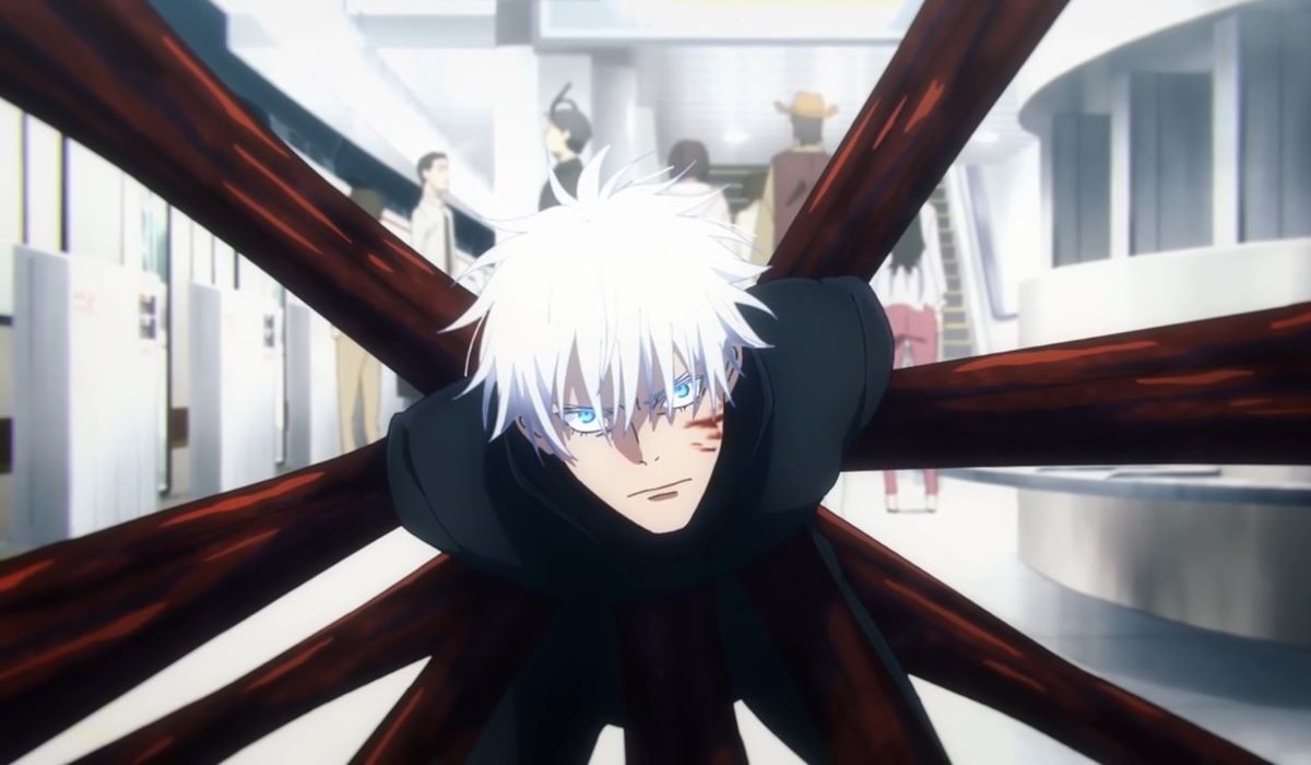 Gojo Satoru getting captured by Kenjaku into the Prison Realm in JJK Season 2