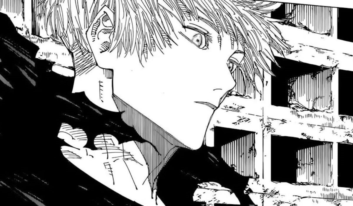 Gojo Satoru after getting unsealed from the Prison Realm in Jujutsu Kaisen 221