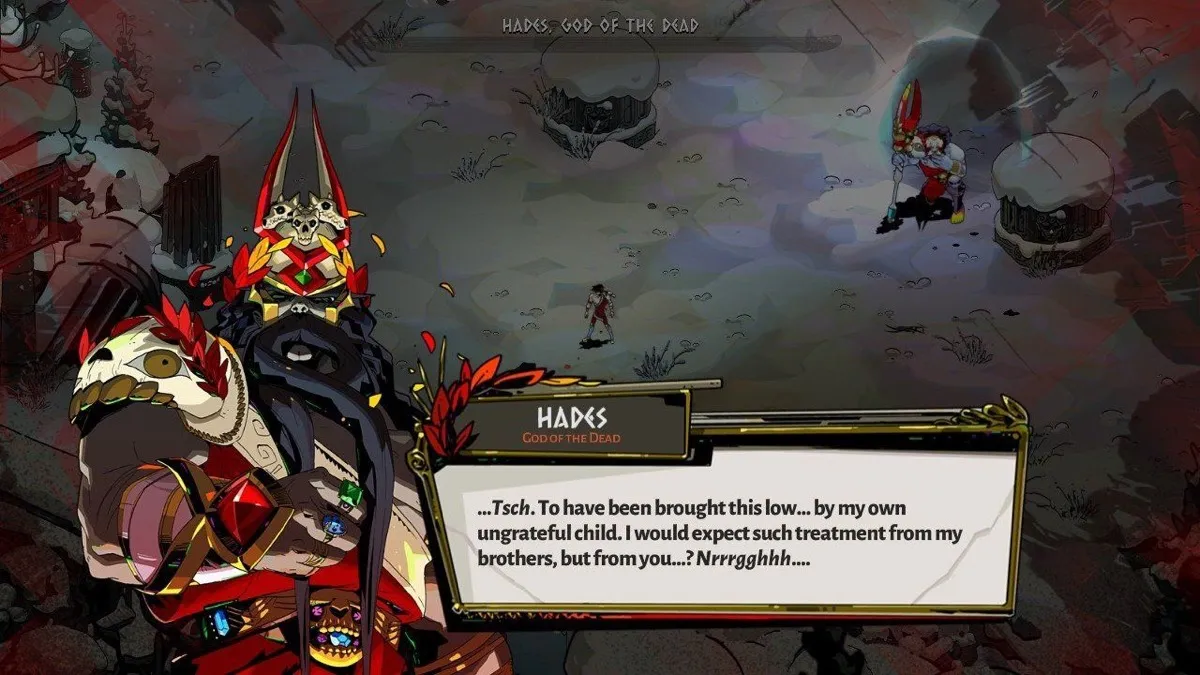 Hades the boss angry at his defeat in "Hades" 