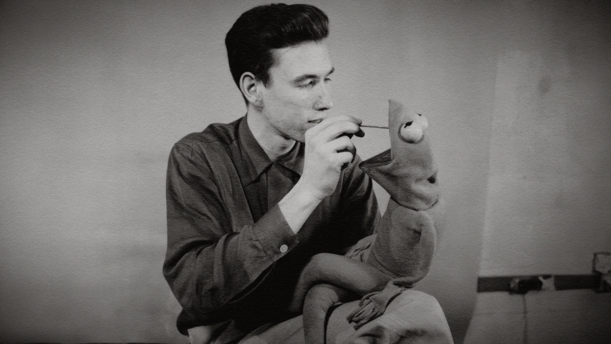 A young Jim Henson with Kermit the Frog, from the Disney+ documentary 'Jim Henson Idea Man'