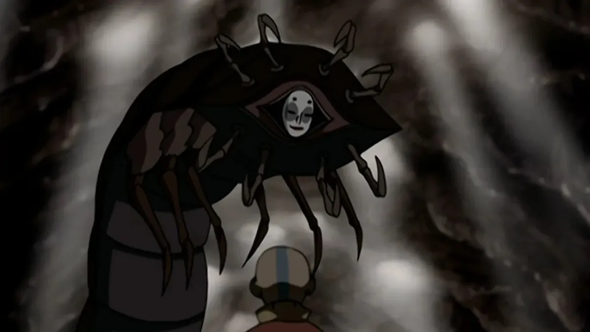 The centipede spirit Koh the Face Stealer in a cave from "Avatar: The Last Airbender"