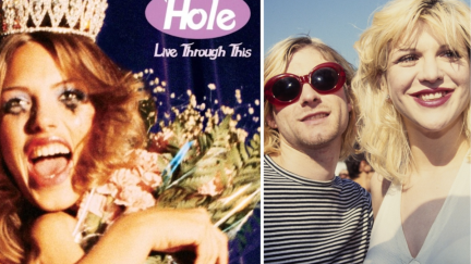 'Live Through This' album cover and Kurt Cobain/Courtney Love