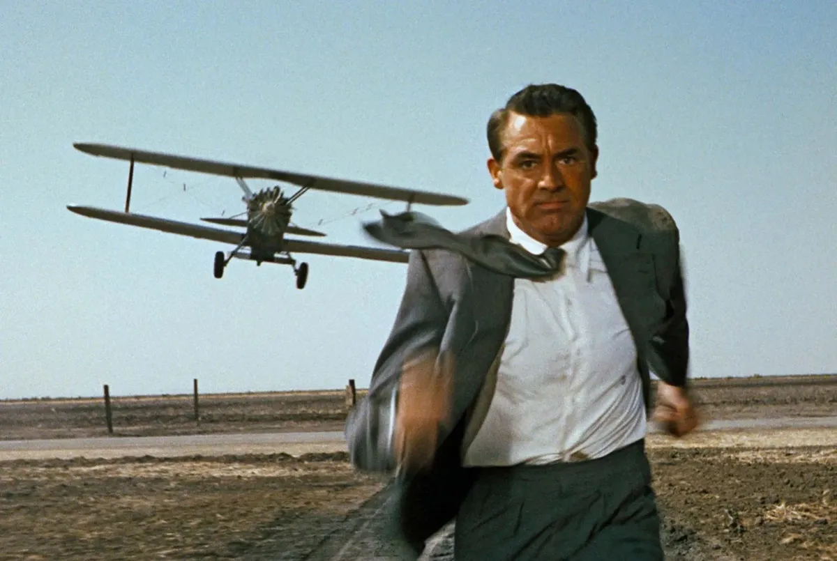 Cary Grant running from a low-flying plane in North By Northwest