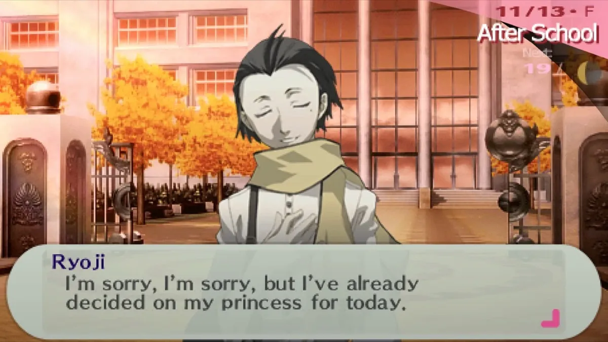 Ryoji rejecting you at sunset in "Persona 3"