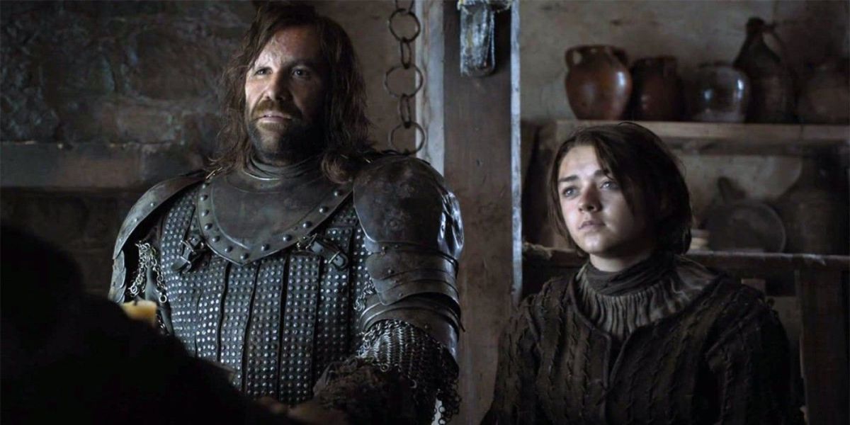 The Hound and Arya in Game of Thrones