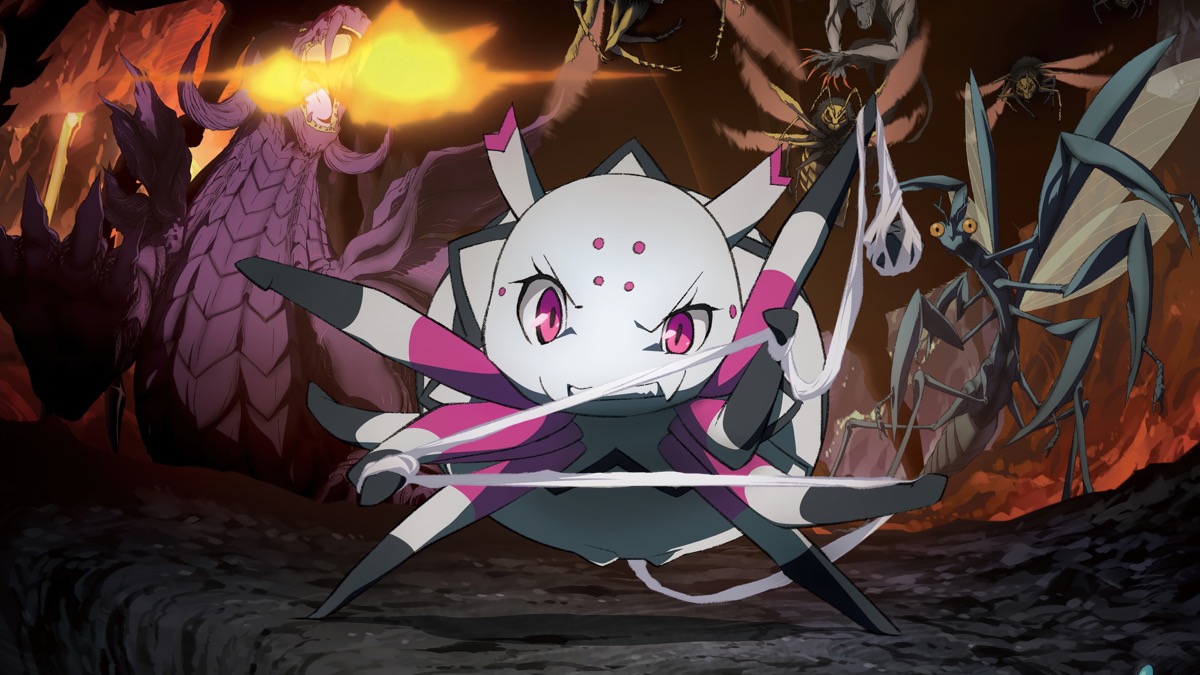 A cute anime spider spins webs and grin in "So I'm A Spider So What"