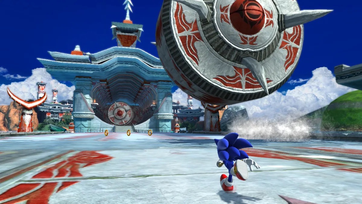 Sonic runs through an East Asian inspired world in "Sonic Generations"