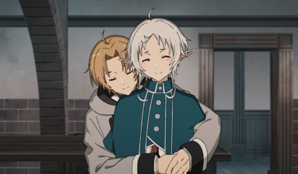 Rudeus hugging Sylphie from Mushoku Tensei Season 2, Part 2