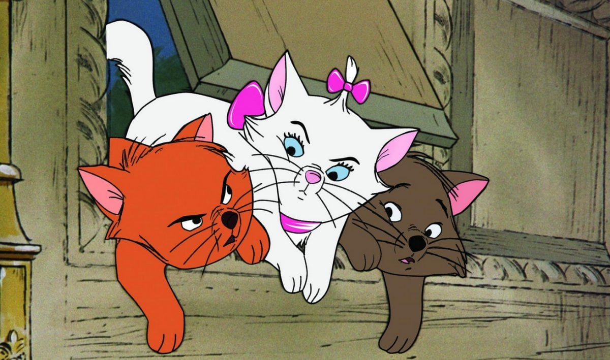Three adorable kittens in the animated The Aristocats