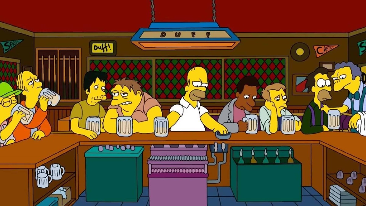 The Simpsons scene in Moe's Tavern meant to look like The Last Supper
