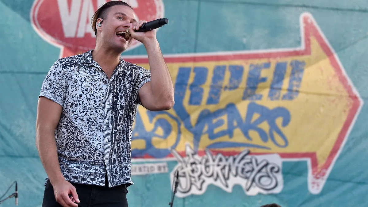 Tilian Pearson performs with Dance Gavin Dance during the Vans Warped Tour in 2021