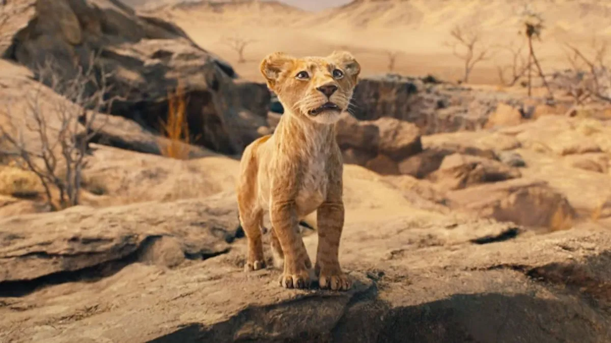 A young Mufasa stands in the desert plains in the trailer for 'Mufasa: The Lion King'