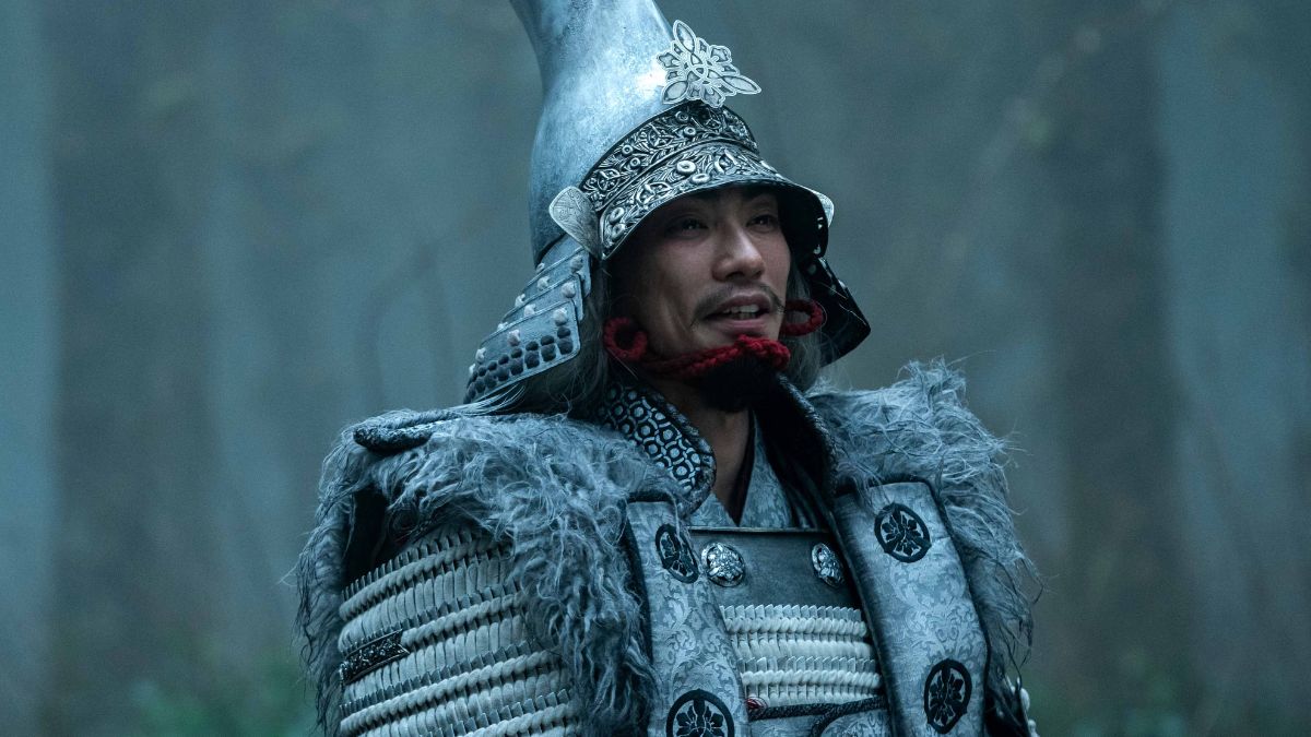 Saeki (Eita Okuno) wears a large helmet in episode 7 of Hulu/FX's 'Shōgun'