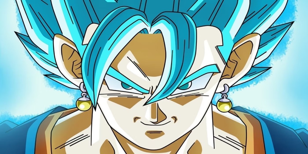 Vegito smirks while glowing blue in "Dragon Ball Super" 