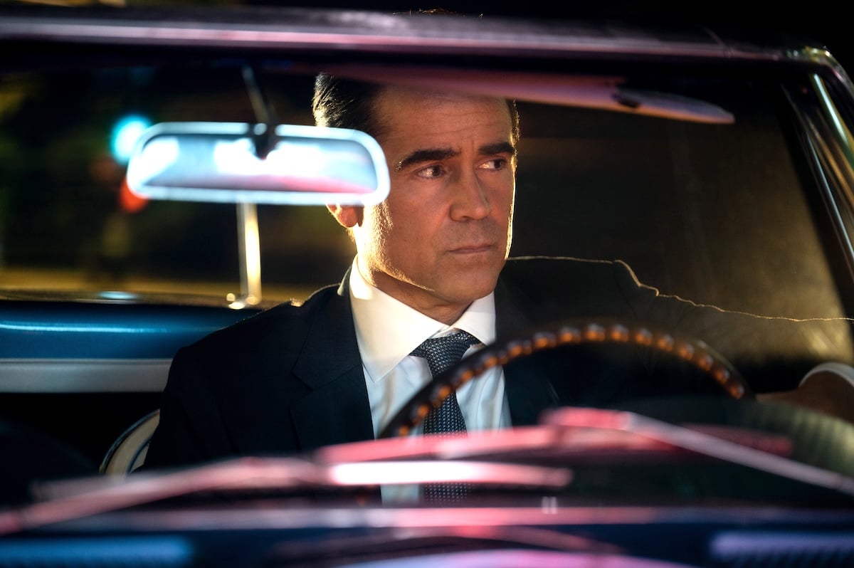Colin Farrell in the driver's seat of a car in the Apple TV+ series 'Sugar'