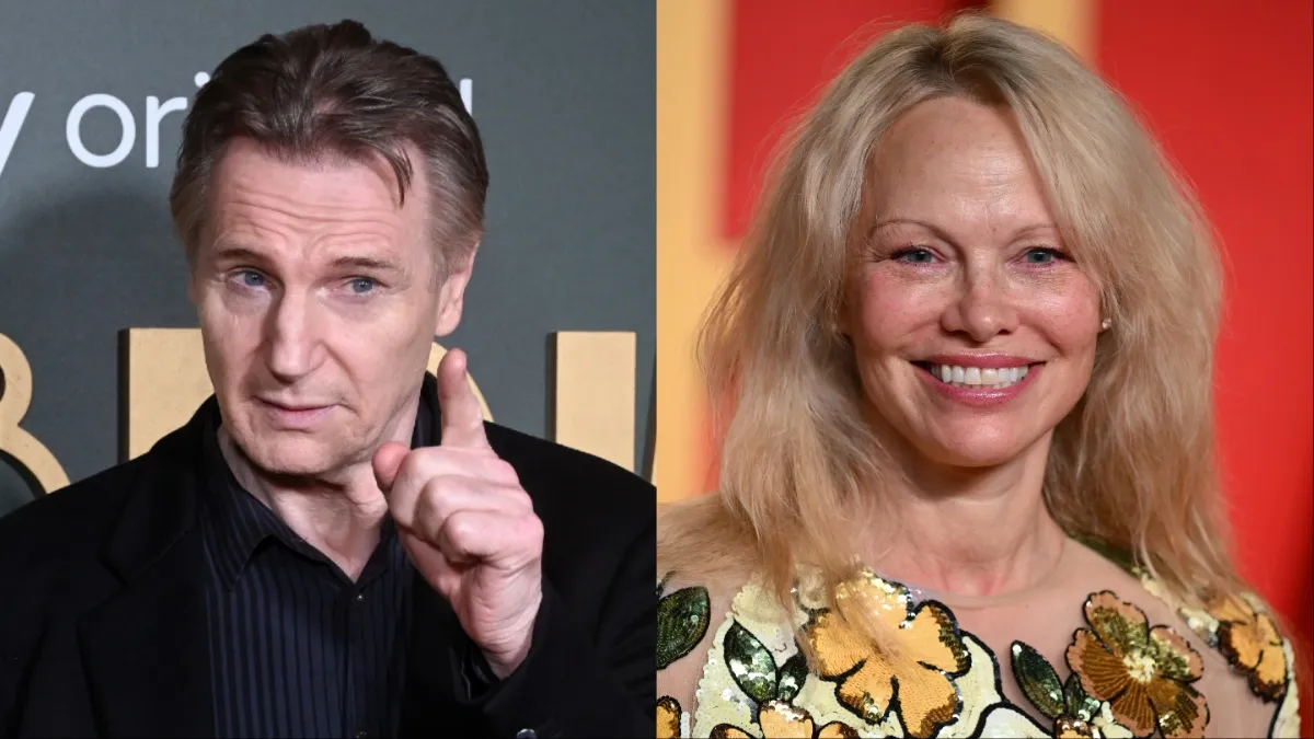 (L-R) Liam Neeson at the 'Marlowe' premiere, Pamela Anderson at the Vanity Fair Oscar party.