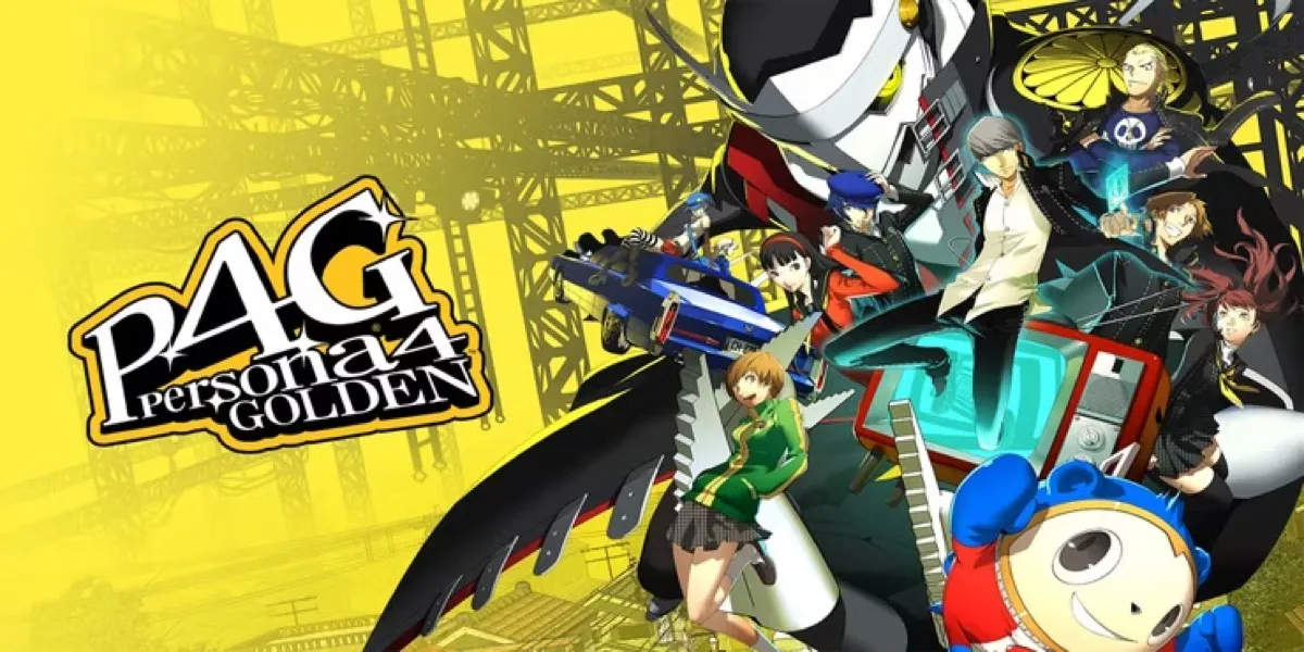The cover art for "Persona 4: Golden" featuring the game's cast 