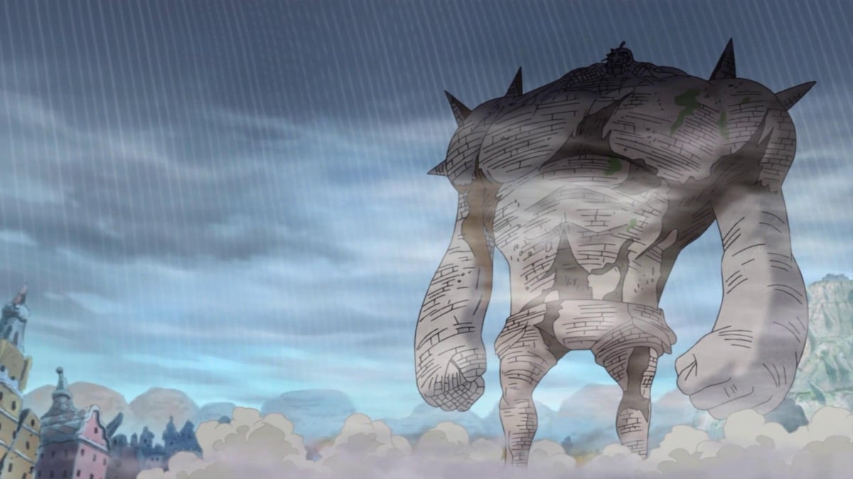 Pica the stone giant stomps through the world in "One Piece"