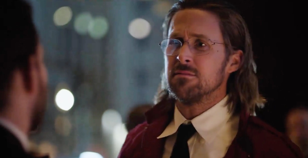 ryan gosling looking distraught and wearing a tie in papyrus 2