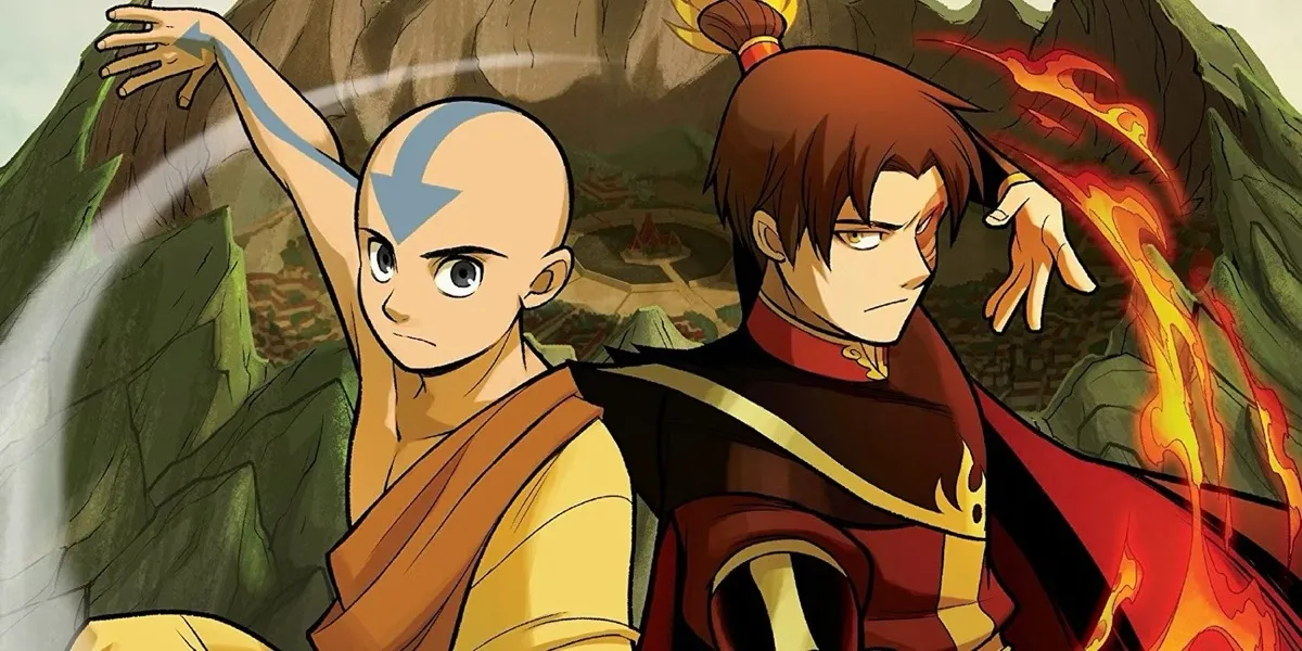 Aang and Zuko bend fire and air in "smoke and shadow"
