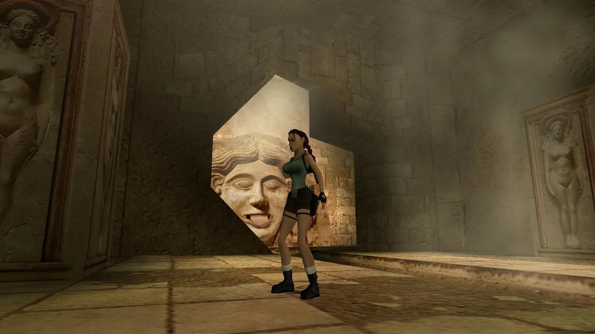 Lara Croft stands in a cave in "Tomb Raider: The Last Revelation" 