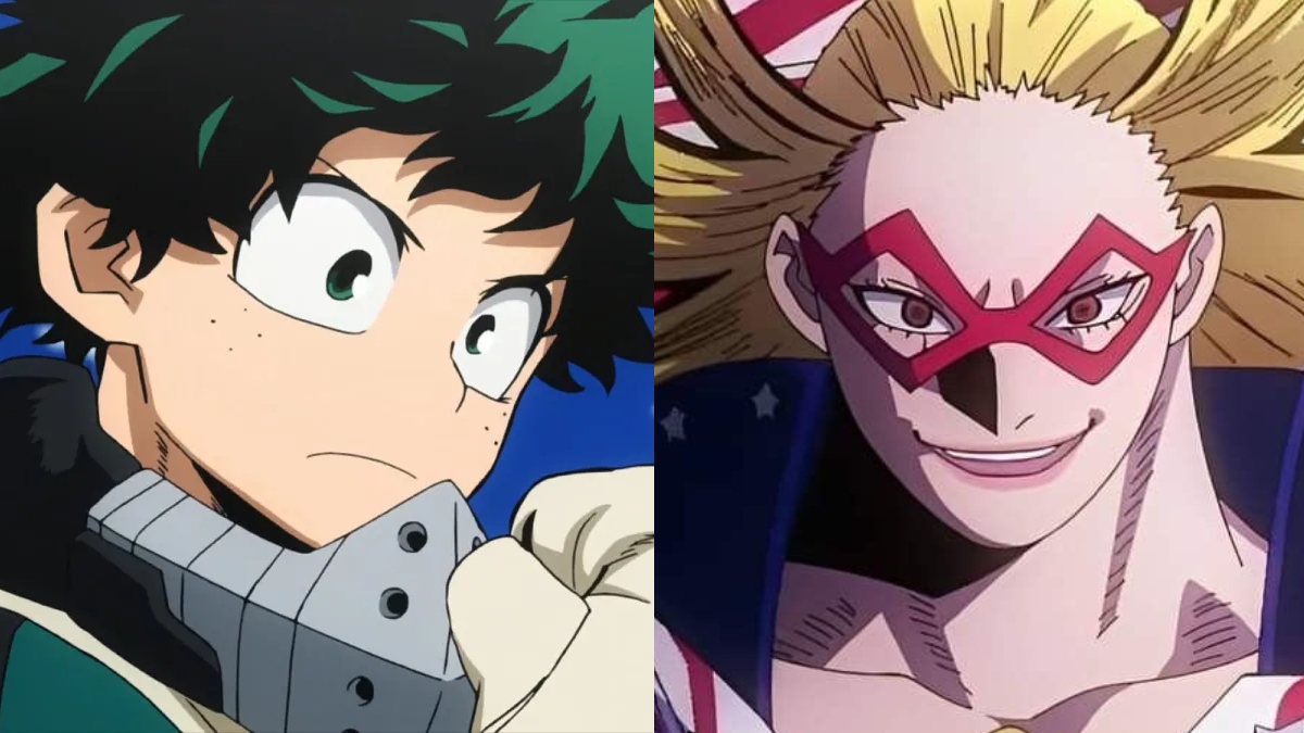 L-R: Izuku "Deku" Midoria, Star and Stripe from My Hero Academia