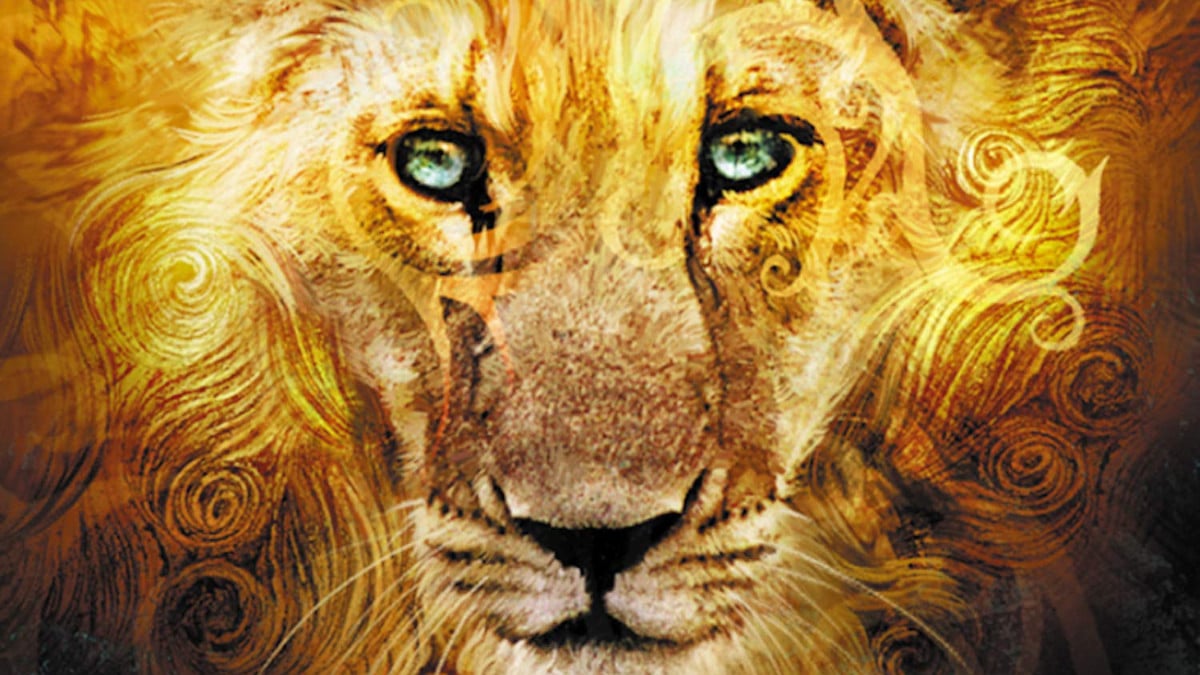 The lion Aslan as depicted on the Chronicles of Narnia book cover.