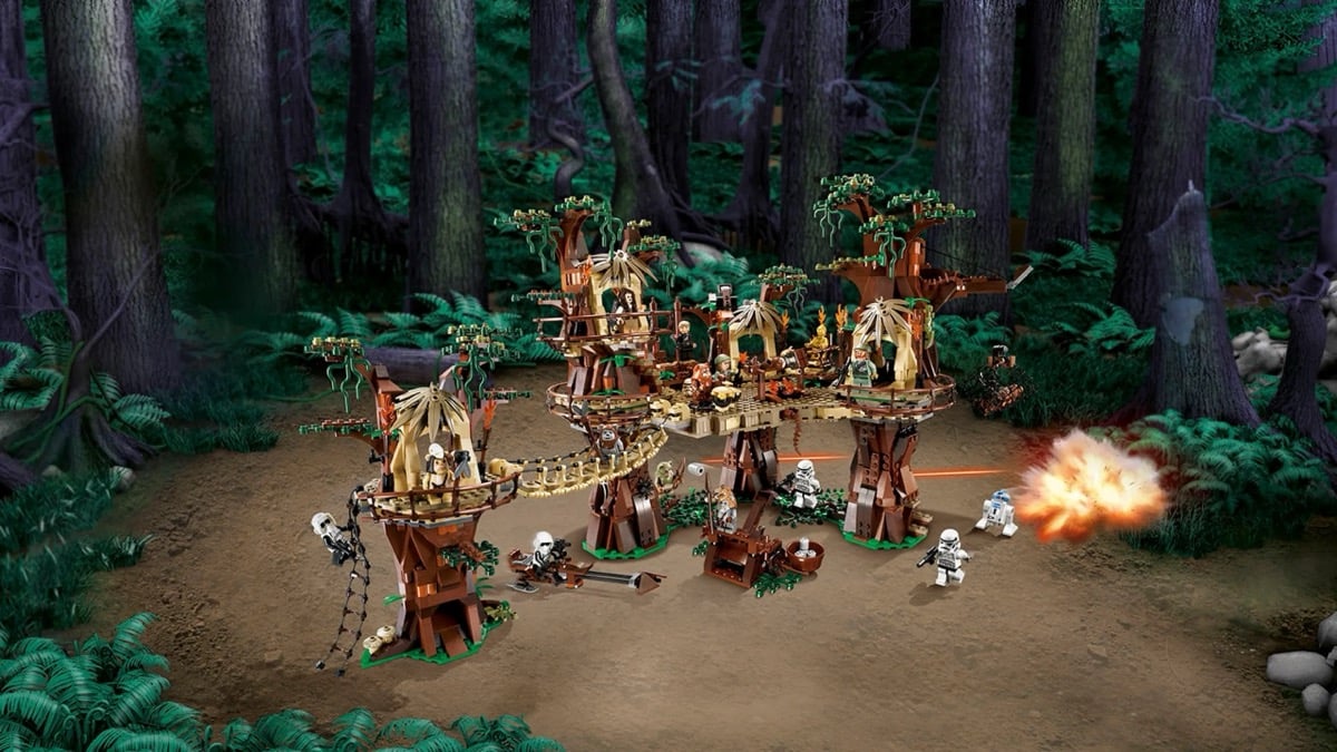 The Lego Star Wars Ewok Village, where Ewoks do battle with Storm Troopers