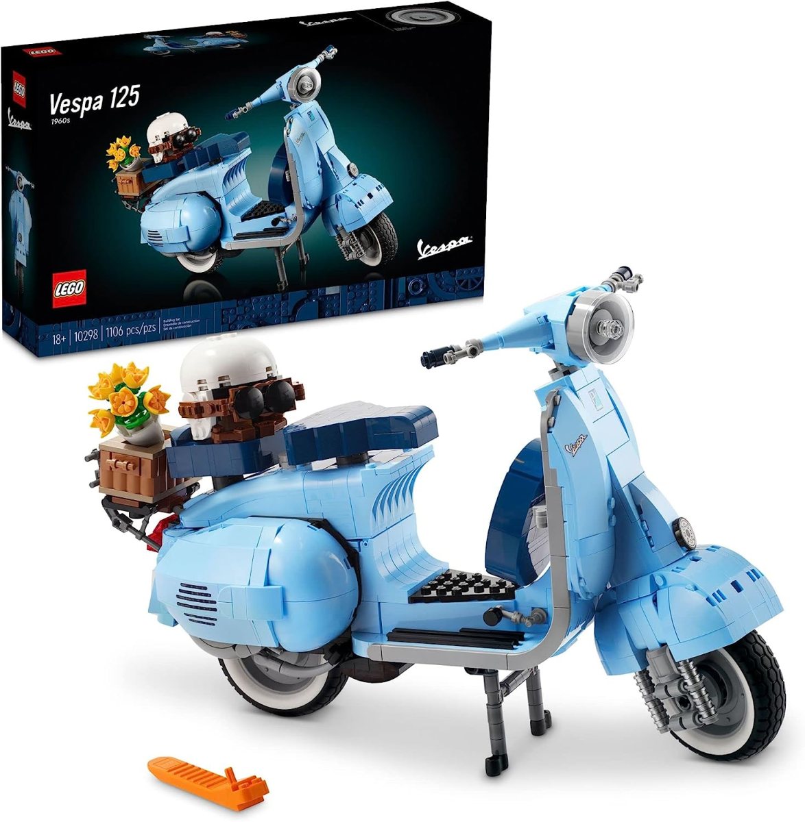 A vintage blue Vespa LEGO set