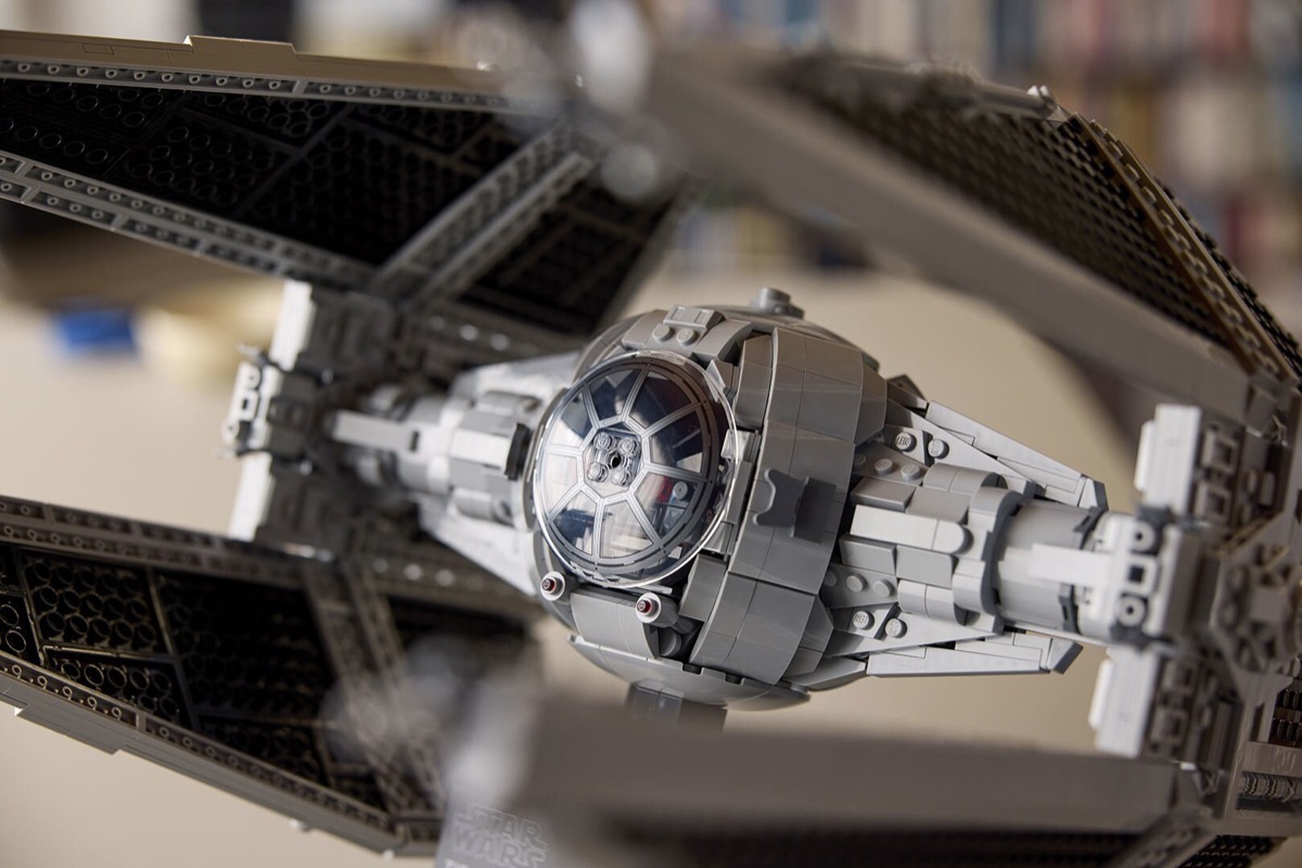 Closeup of the Ultimate Collector Series TIE Interceptor from LEGO Star Wars