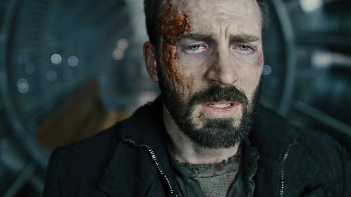 Chris Evans with a bruised and bloody face in 'Snowpiercer'
