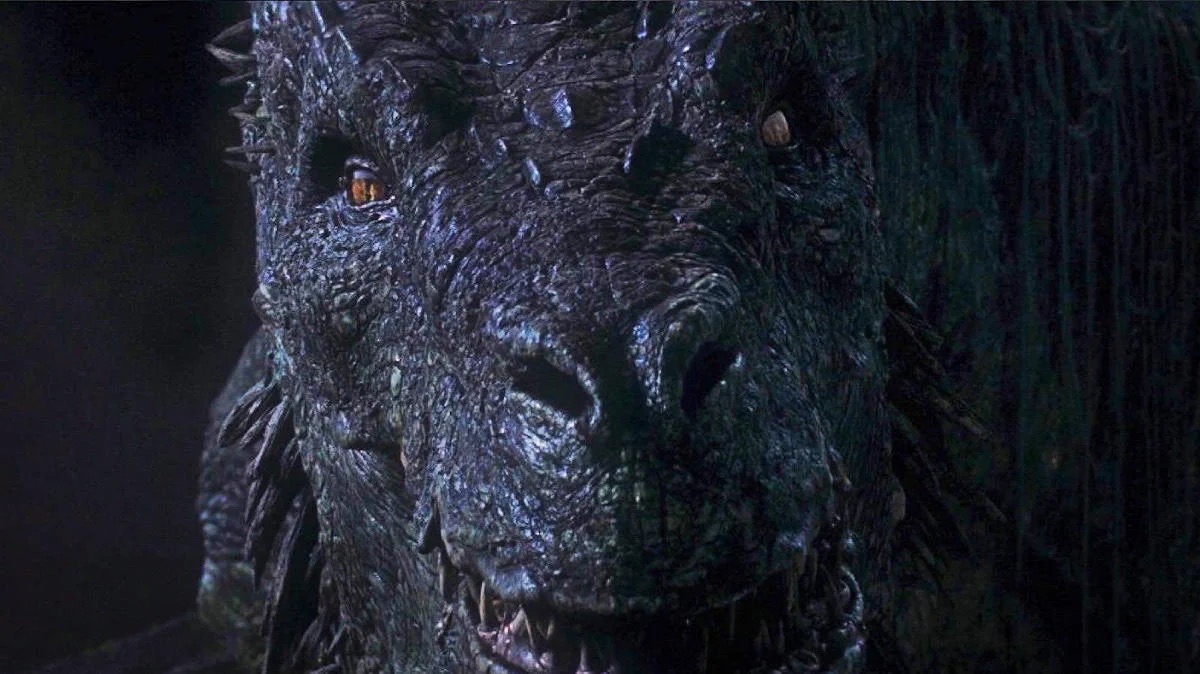 The face of Vhagar the dragon from "House of the Dragon"