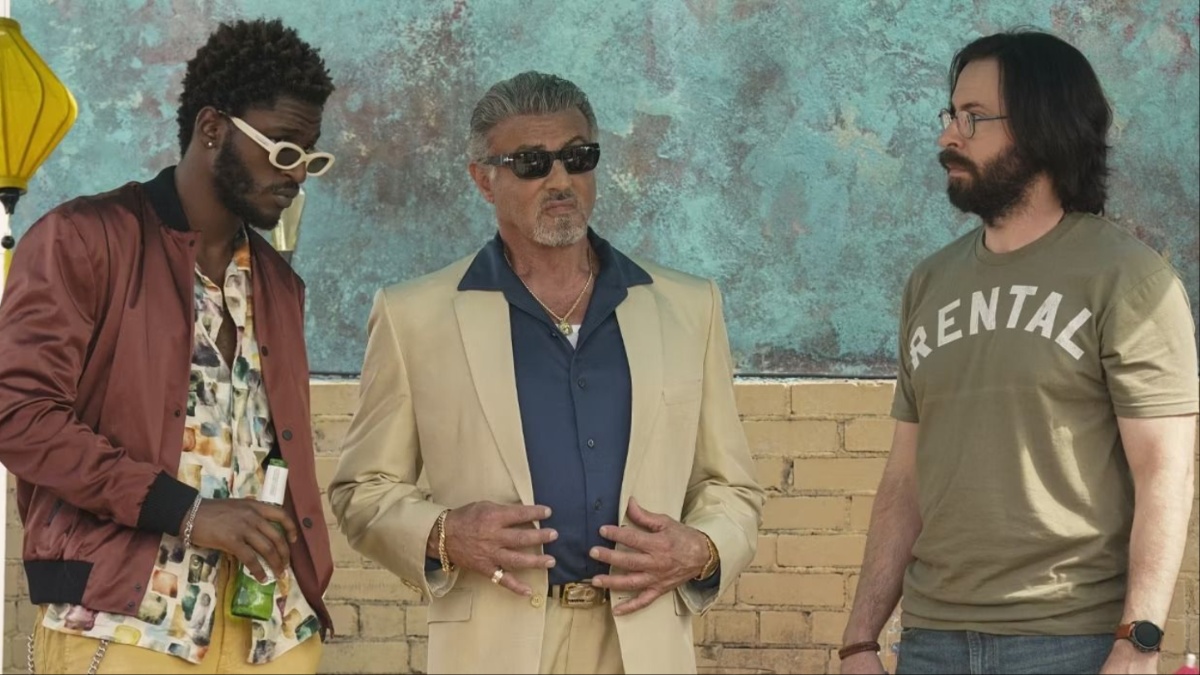 Jay Will, Sylvester Stallone, and Martin Starr in 'Tulsa King'.