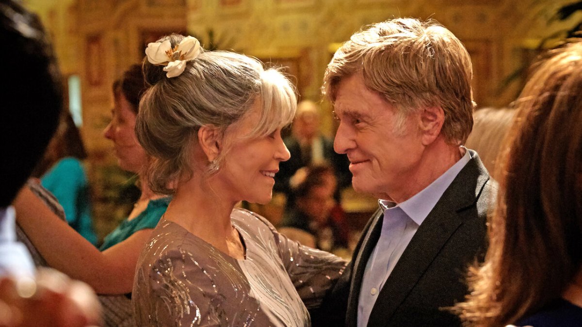 L-R: Addie Moore (Jane Fonda) and Louis Waters (Robert Redford) dancing with each other in a ballroom