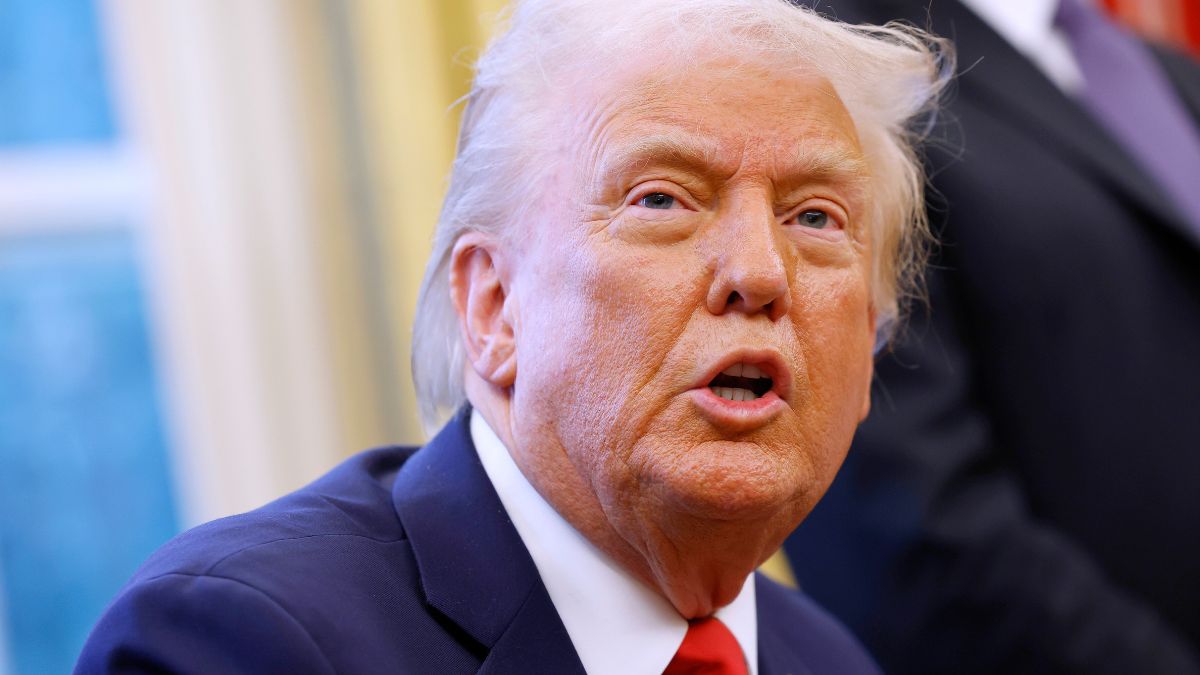 WASHINGTON, DC - FEBRUARY 03- U.S. President Donald Trump speaks to reporters in the Oval Office of the White House on February 03, 2025 in Washington, DC. After signing a series of executive orders and proclamations, Trump spoke to reporters about a range of topics including recent negotiations with Mexico on tarriffs. (Photo by Anna Moneymaker/Getty Images)