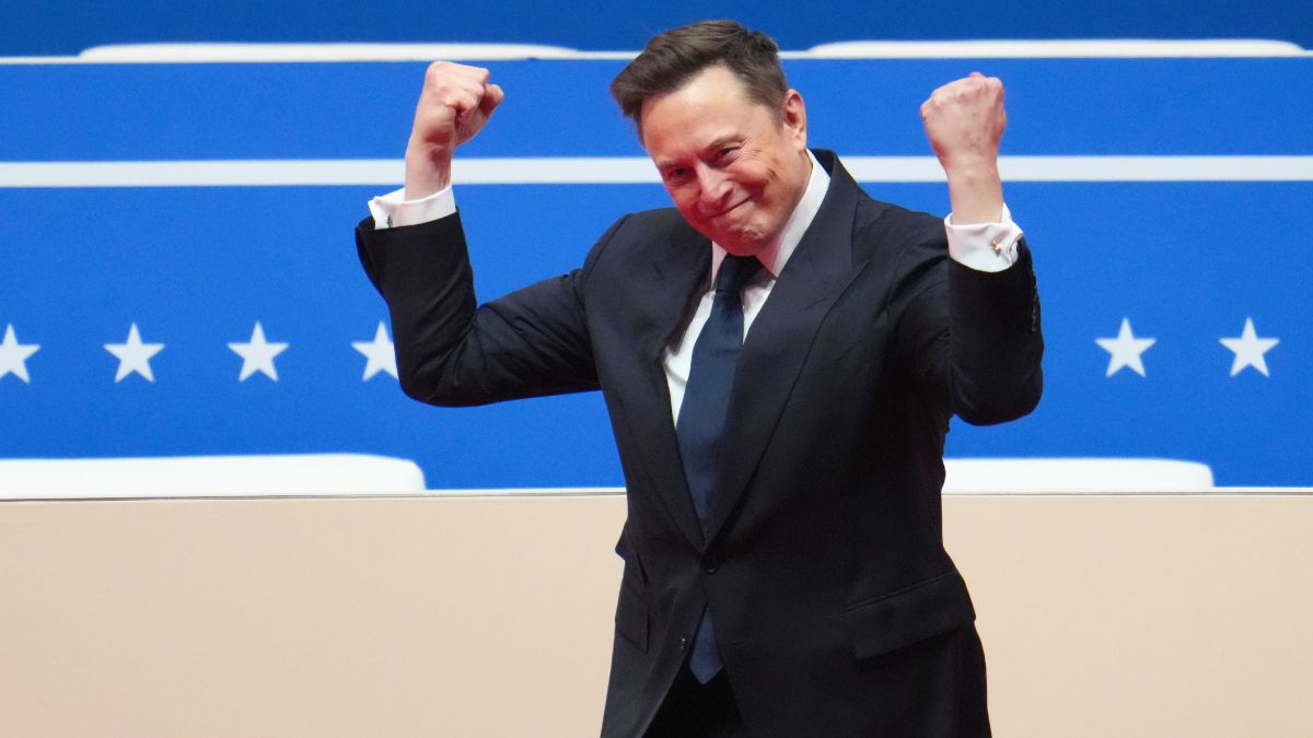 WASHINGTON, DC - JANUARY 20: Tesla, SpaceX and X CEO Elon Musk arrives to speak during an inauguration event at Capital One Arena on January 20, 2025 in Washington, DC. Donald Trump takes office for his second term as the 47th president of the United States. (Photo by Christopher Furlong/Getty Images)