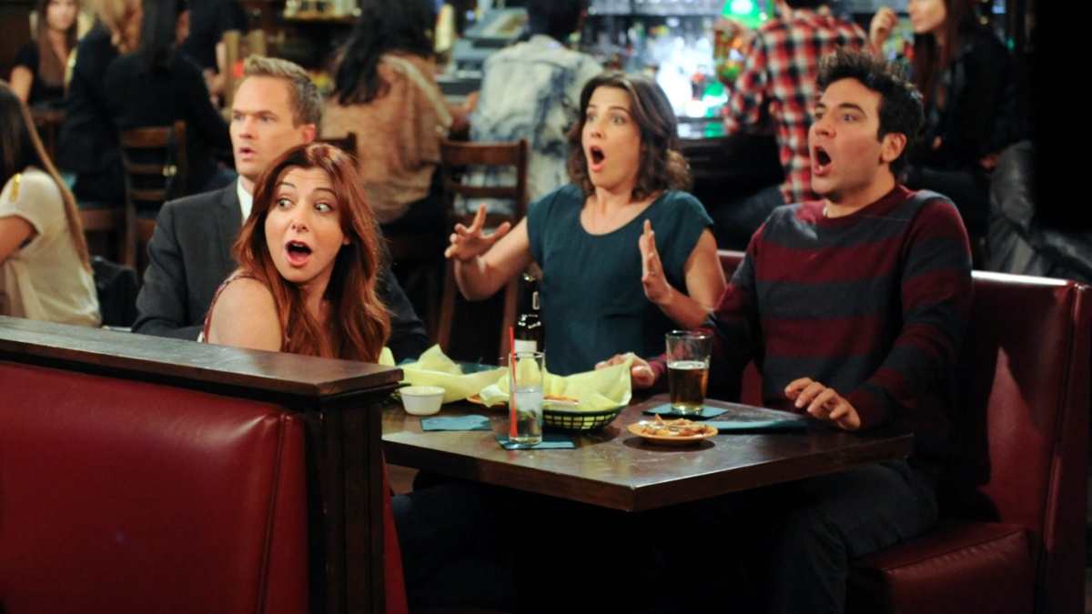 How I Met your Mother, CBS. Barney, Robin, Lily and Ted looked shocked from their bar booth