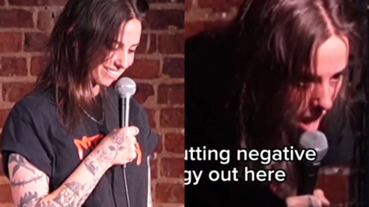 Natalie Cuomo during her show where she yells at a heckler
