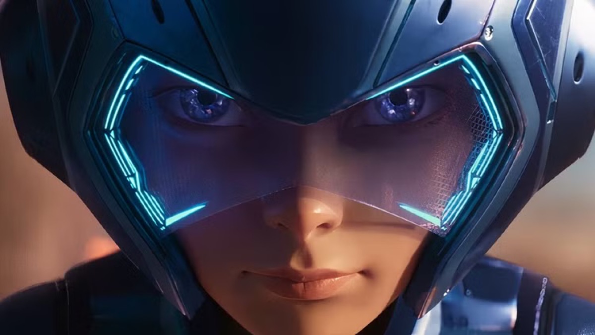 A young kid stares through a Mega Man helmet in "Secret Level"