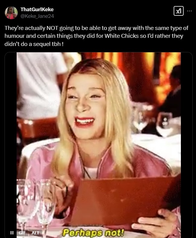 People are split about White Chicks 2 and its potential jokes