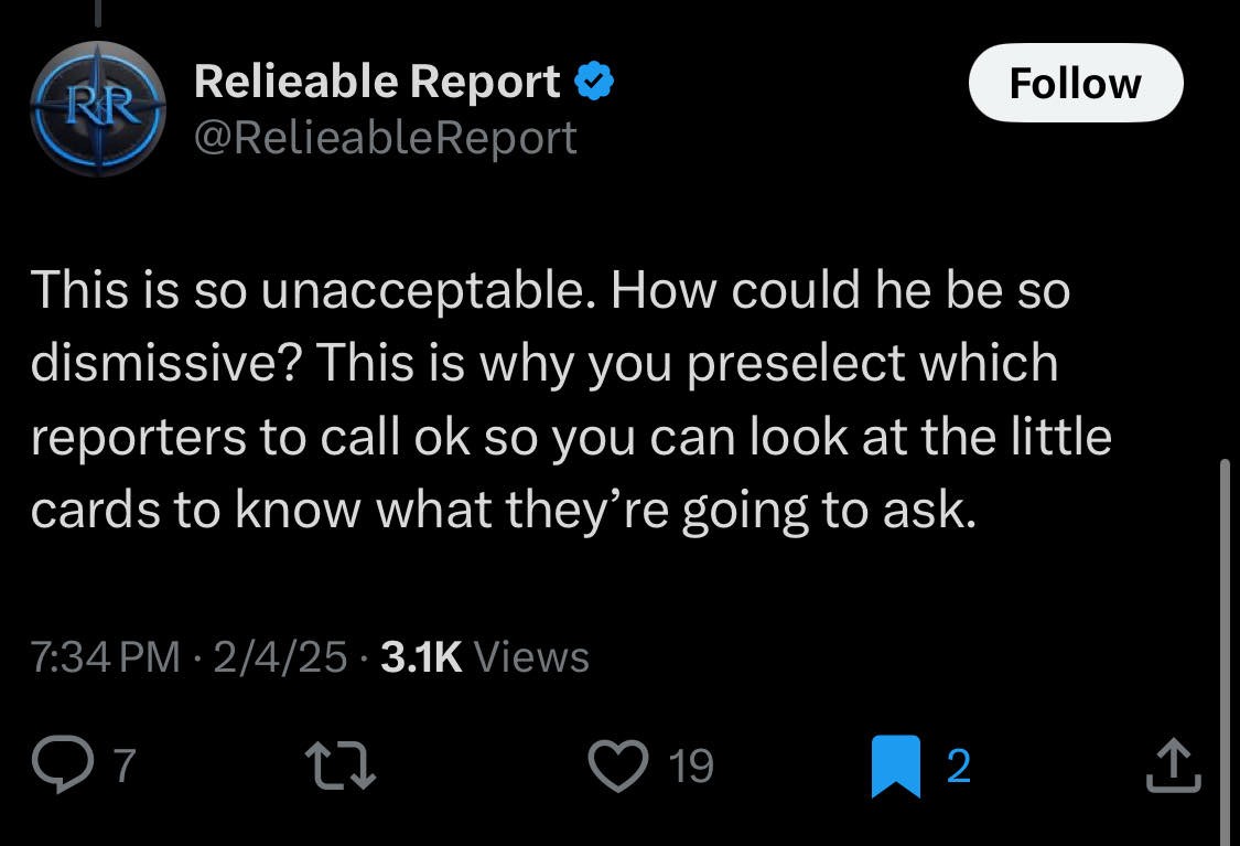 Tweet by Reliable Report