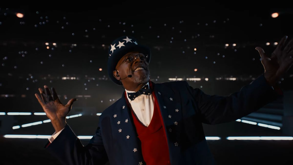 Samuel Jackson as Uncle Sam in Kendrick's Super Bowl Halftime performance